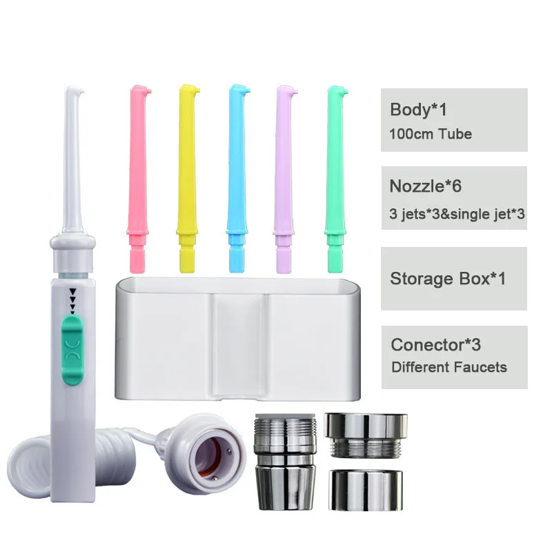 grifo irrigador Oral limpiador de dientes portátil hilo Dental de agua presión ajustable recogedor de agua Jet hilo dental sin necesidad de carga: Grey