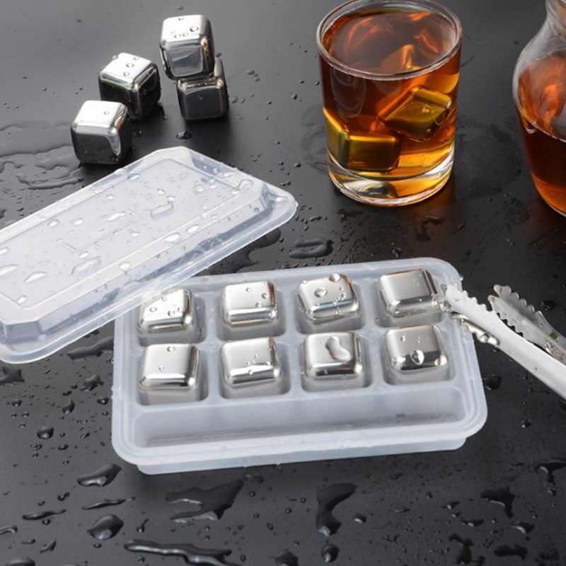 Cubitos de hielo de acero inoxidable enfriadores de vino enfriador reutilizable de Metal para café, bebida, whisky, mantener frío más tiempo, juego de Bar para vinos