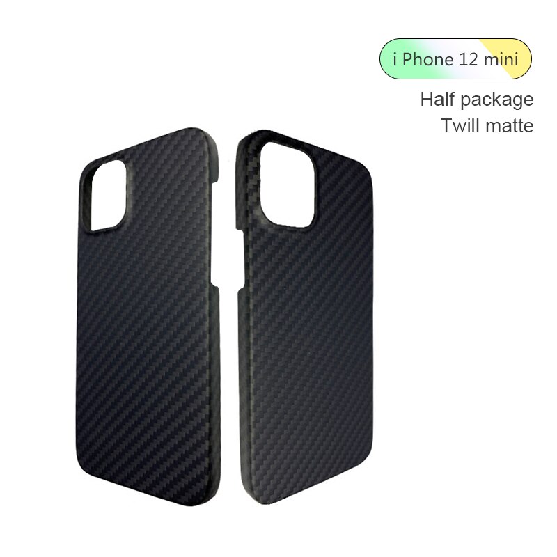 Aramid Fiber Carbon Fiber Case Voor Iphone 12Mini 、 Iphone 12 、 12 Pro 、 12Pro Max Gevallen Matte Aramid Fiber Ultra Dunne Telefoon Cover: 12 mini -half