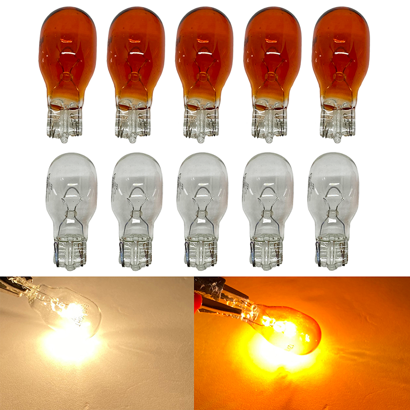 10/4/1X T15 W16W T13 W10W vidrio de bajo consumo bombilla halógena luz Interior Base de cuña automotriz Blanco/ámbar claro 12V