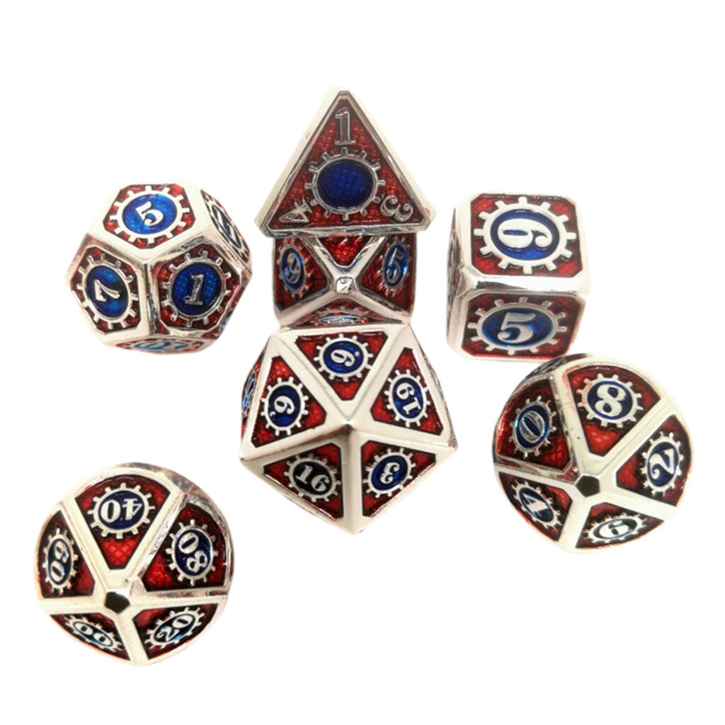 7 stuks/pak meerzijdige zinklegering dobbelstenen voor dragon scales d&d rpg bordspellen