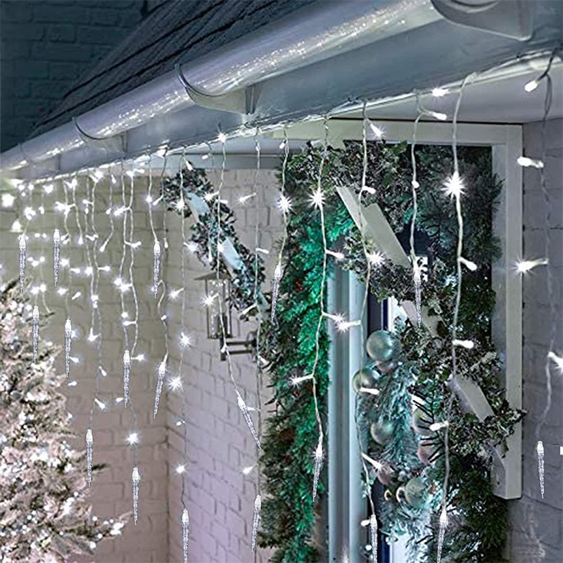 Guirxiété Lumineuse LED de Noël Extérieure, Rideau de Glaçons, Lumière Dégradée Droop, Centre Commercial, Jardin, Rue, Lumière Décorative, 5m-28m, 0.6-0.8m