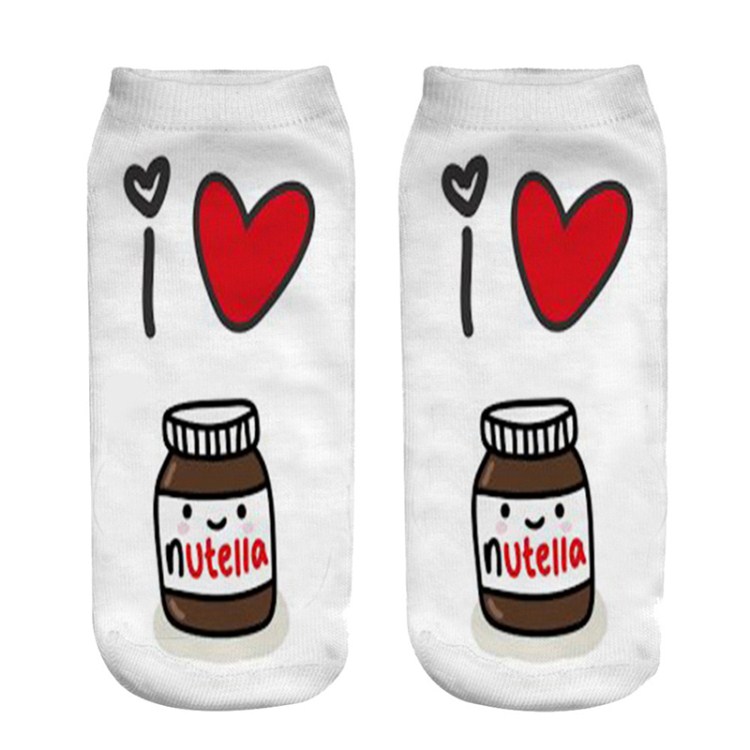 Nutella Pizza Buger Print Casual Stijl Print Type 3D Sokken Mannen Vrouwen Sokken Vrouwelijke Korte Sok: 10