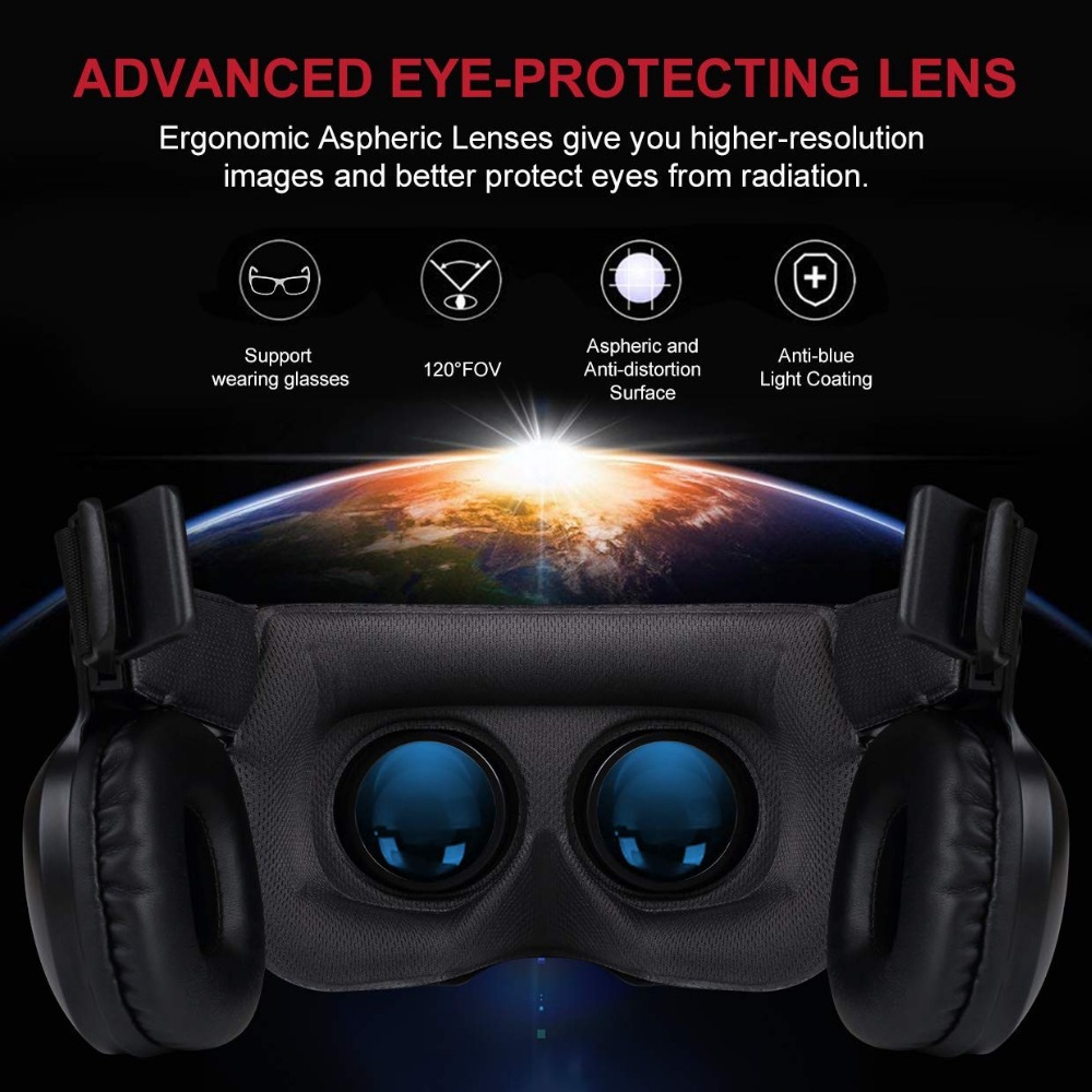 BOBOVR Z5 3D VR lunettes réalité virtuelle casque boîte avec casque stéréo pour 4.7-6.2 pouces smartphone + contrôleur Bluetooth