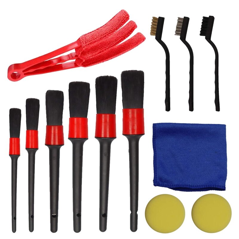 13 Pcs Auto Detaillering Borstel Set, Auto Cleaning Kit Voor Wielen, Motor, Console Dashboard, air Vent, Leer Detail Borstels