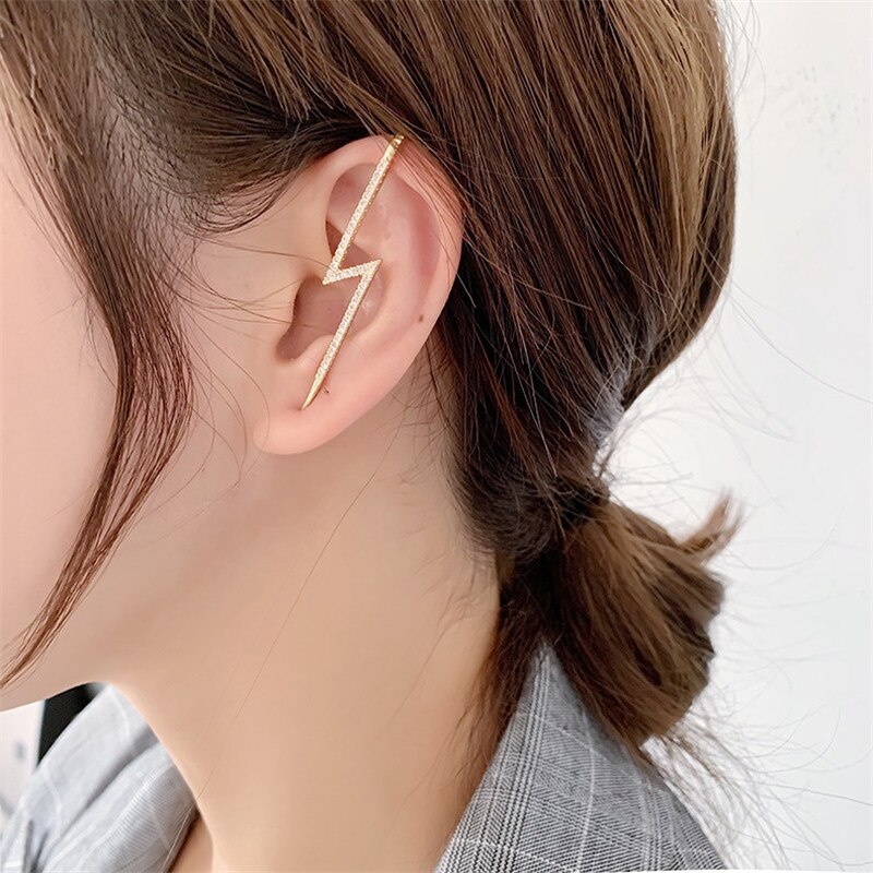 Aomu punk zirkonia strass metalen oorbel oorbellen voor vrouwen slash omringende oorschelp oorbellen op meerdere manieren te dragen: H