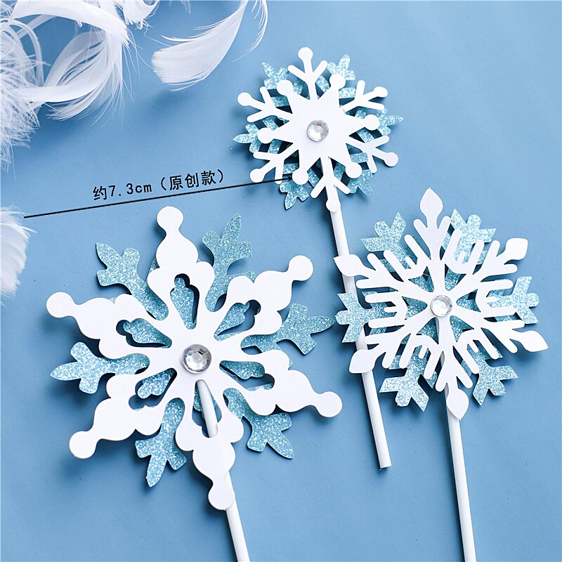 yarn Christmas Tree Elk Snowflake Cake Topper for Birthday Party Decor Star Baking Supplies Dessert: 3pc set D