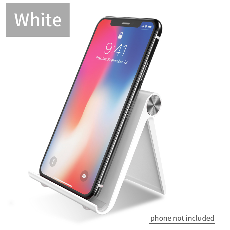 Universal Desk Phone Holder for iPhone 7 8 6 Plus X XS 11 Xiaomi Redmi Note 8 Samsung S8 S9 Portable Tablet Phone Stand for iPad: White