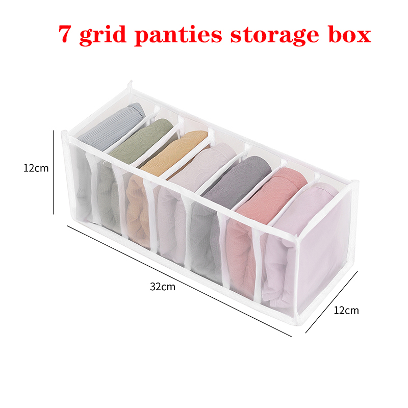 Sous-vêtements boîte de rangement Placard Organisateur Pliable Sous-Vêtements Organisateurs de Stockage de chaussettes Diviseurs Tiroir Organisateur Garde-Robe organisateur: White 7 Grid