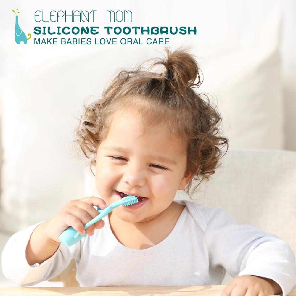 Baby Silicone Elephant Toothbrush Baby Training Silicone Super Soft Head Cute Toothbrush Set Protect Oral Care Tools