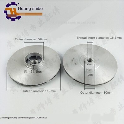 Benzinemotor Pompen Accessoires 168f170f 65-60 Centrifugaalpomp Gietijzer Pomp Water Waaier 16 #18 # Draad water Blade: Black