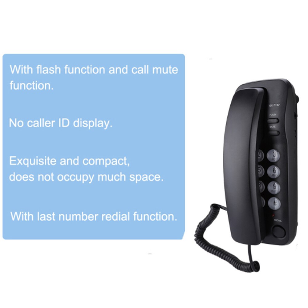 Portable Mini Phone Wall Mount Telephone Landline Extension for Home Family Hotel Black