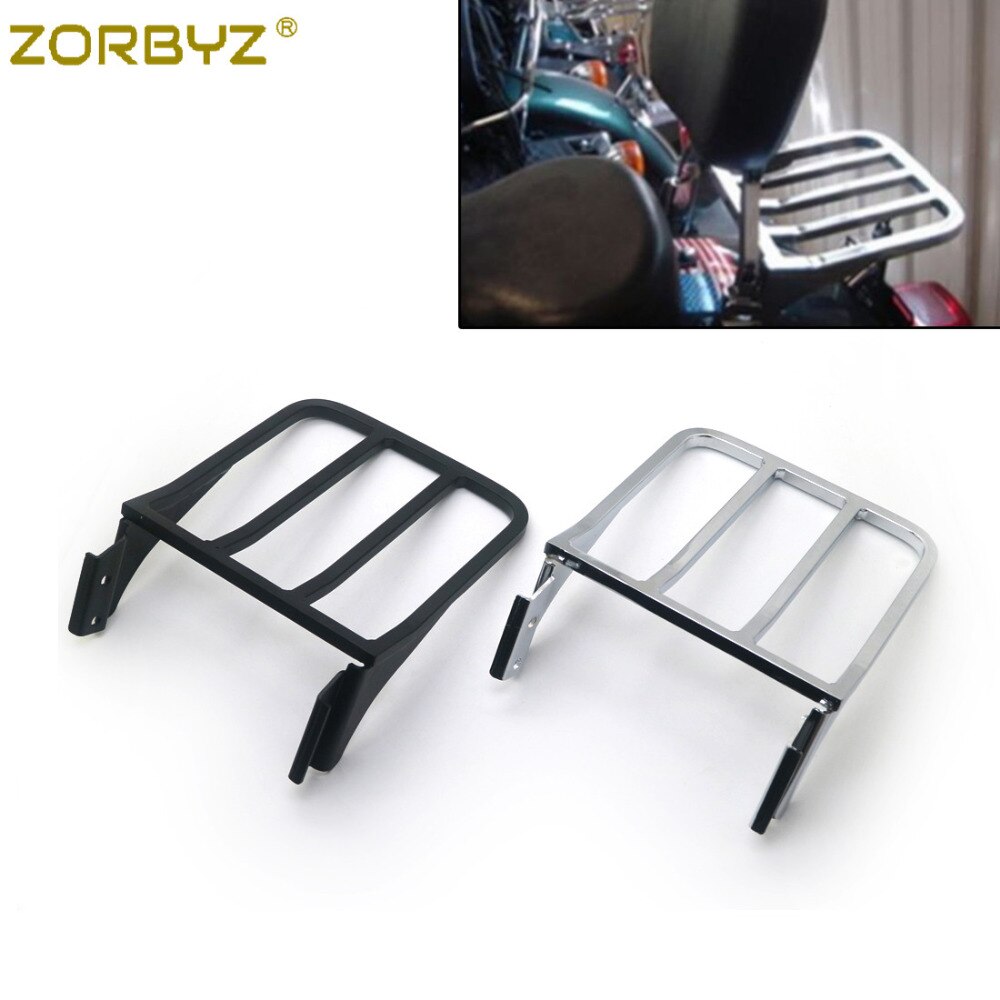 Zorbyz motorcykel sort / krom sissy bar ryglæn bagagebærer bagholder til harley dyna 06-17 sportster  xl 04-17