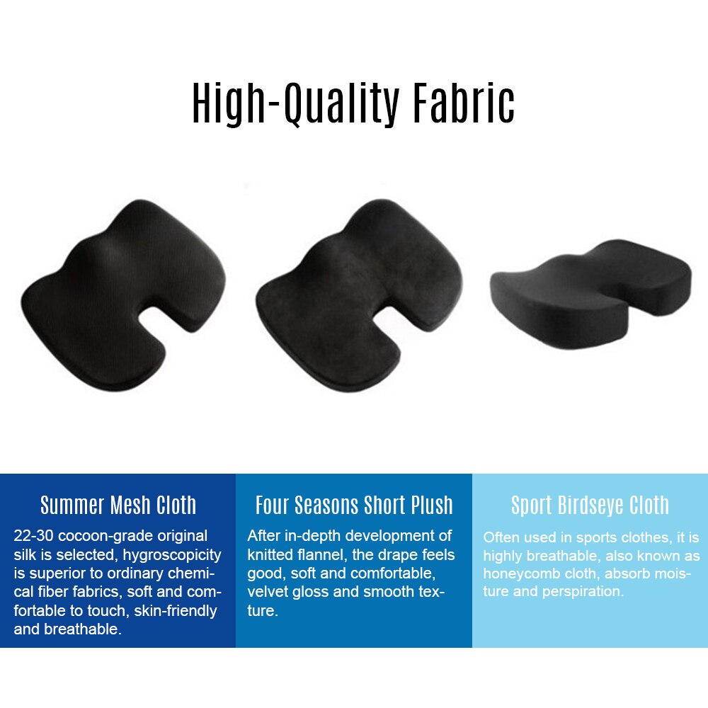 Slow Rebound Seat Cushion Memory Foam Coccyx Pad Tailbone Sciatica Lower Back Pain Relief for Office Desk Chairs Car Seat