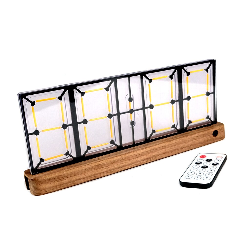 Reloj con filamento de cerámica Led para escritorio, reloj con iluminación analógica Retro, adornos creativos, Base de madera, Control remoto por infrarrojos, de: Walnut Base