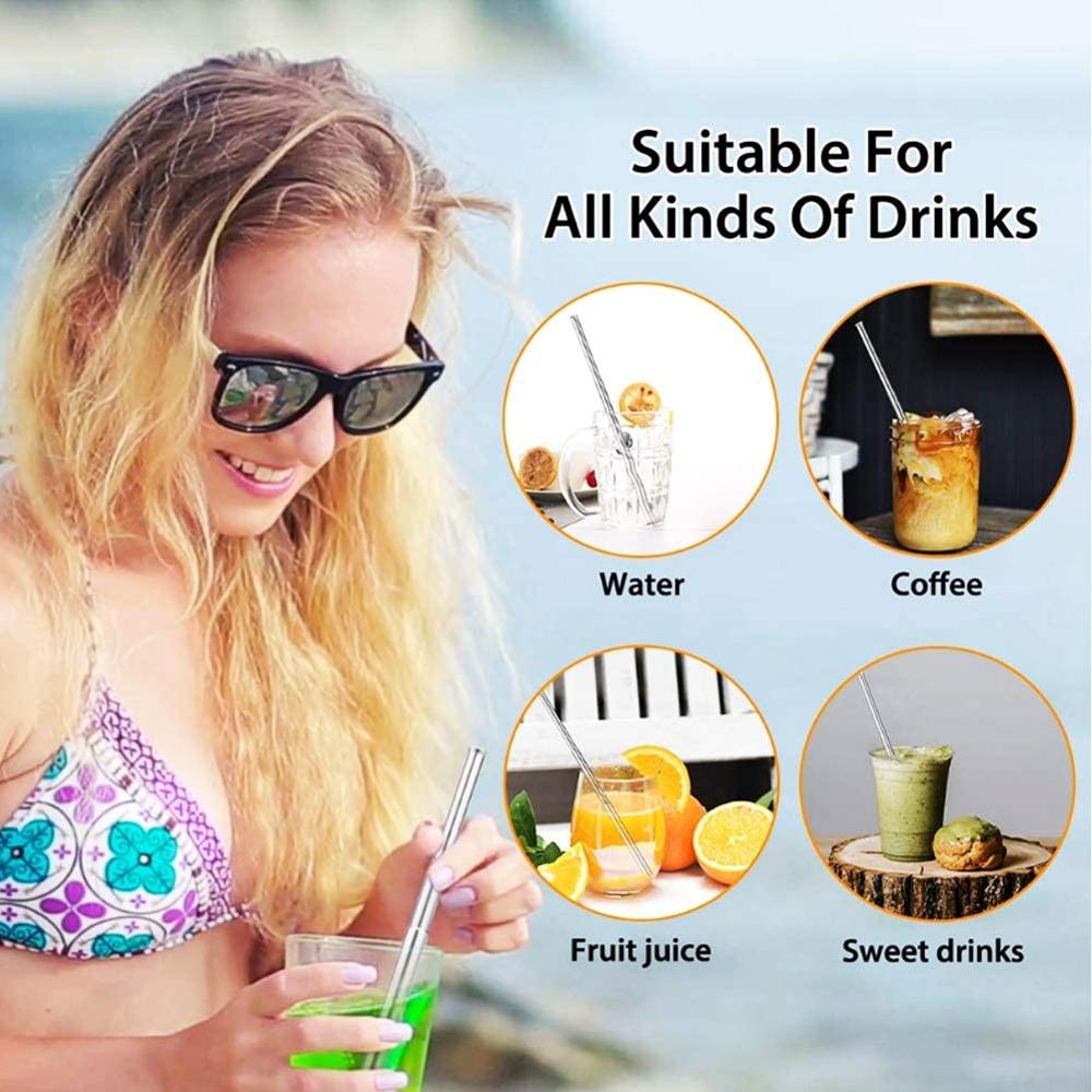 Collapsible Reusable Straw Portable Stainless Steel Telescopic Metal Drinking with Case and Brush for Travel Outdoor