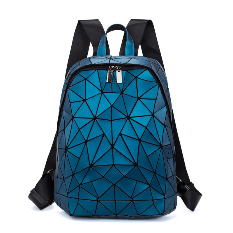 Frauen Hologramm Rucksack Schule matt Geometrische Rucksäcke Mädchen Reisen Schulter Taschen Für Frauen Totes Luxus Schulter Tasche Silber: Blau