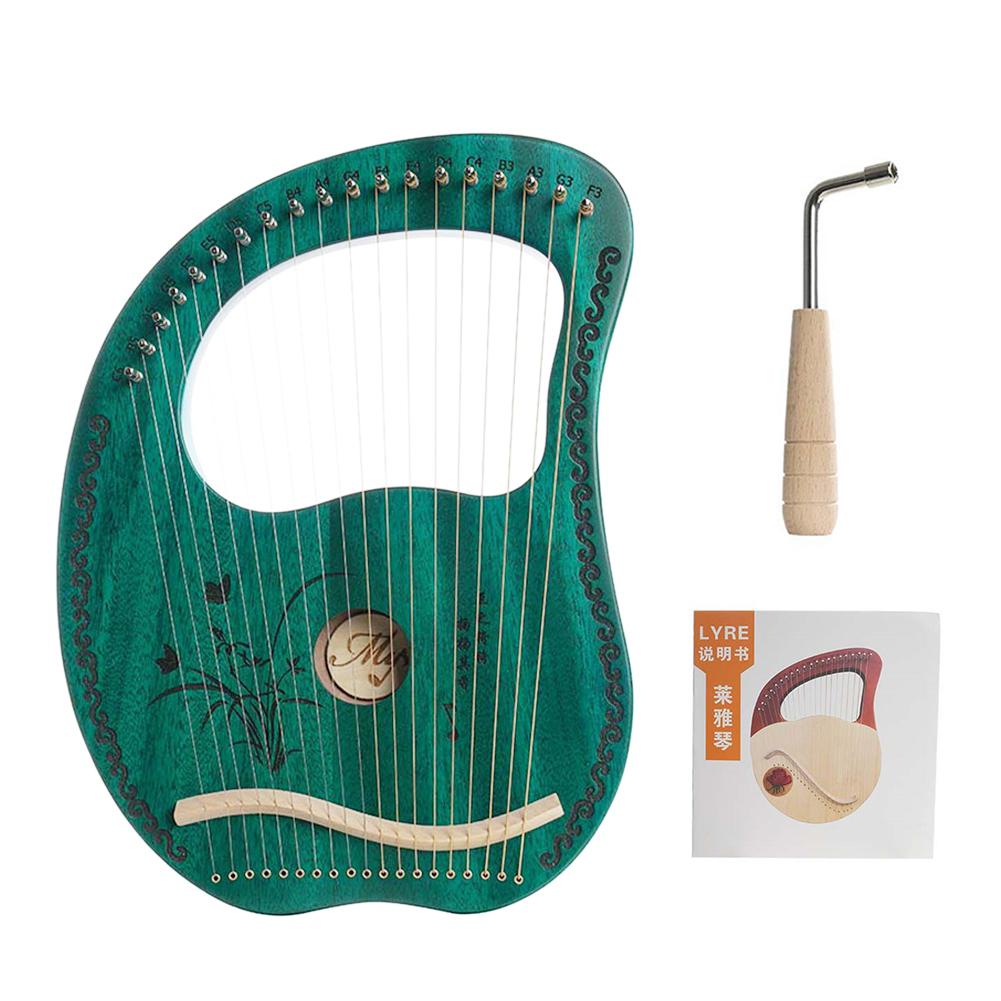19 -strengs lyre mahognyinstrument grønn harpe med tuningnøkkel strengt musikkinstrument for barn, voksne nybegynnere