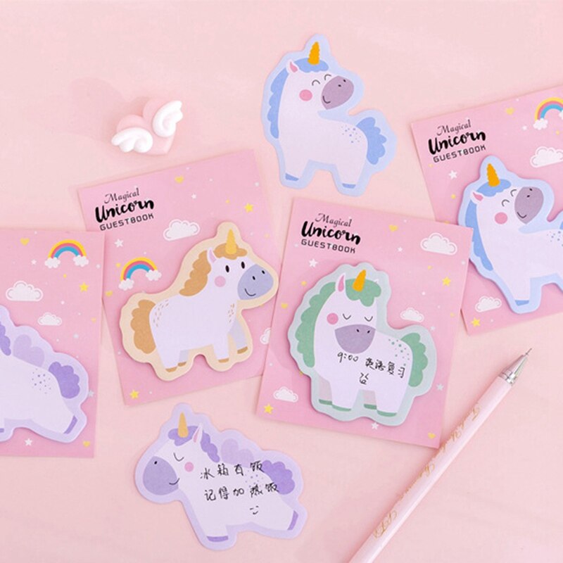 Cute Pink Girls Heart Unicorn Notebook Sticky Notes Student Diary Learning Office Stationery For Girls Learning Supplies