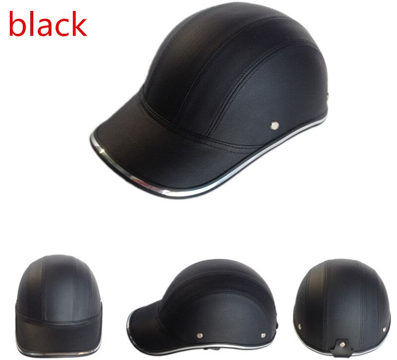 ESCAM Safety Helmet Motorcycle Helmet half helmet summer electric car men women personality baseball helmet protection: Black