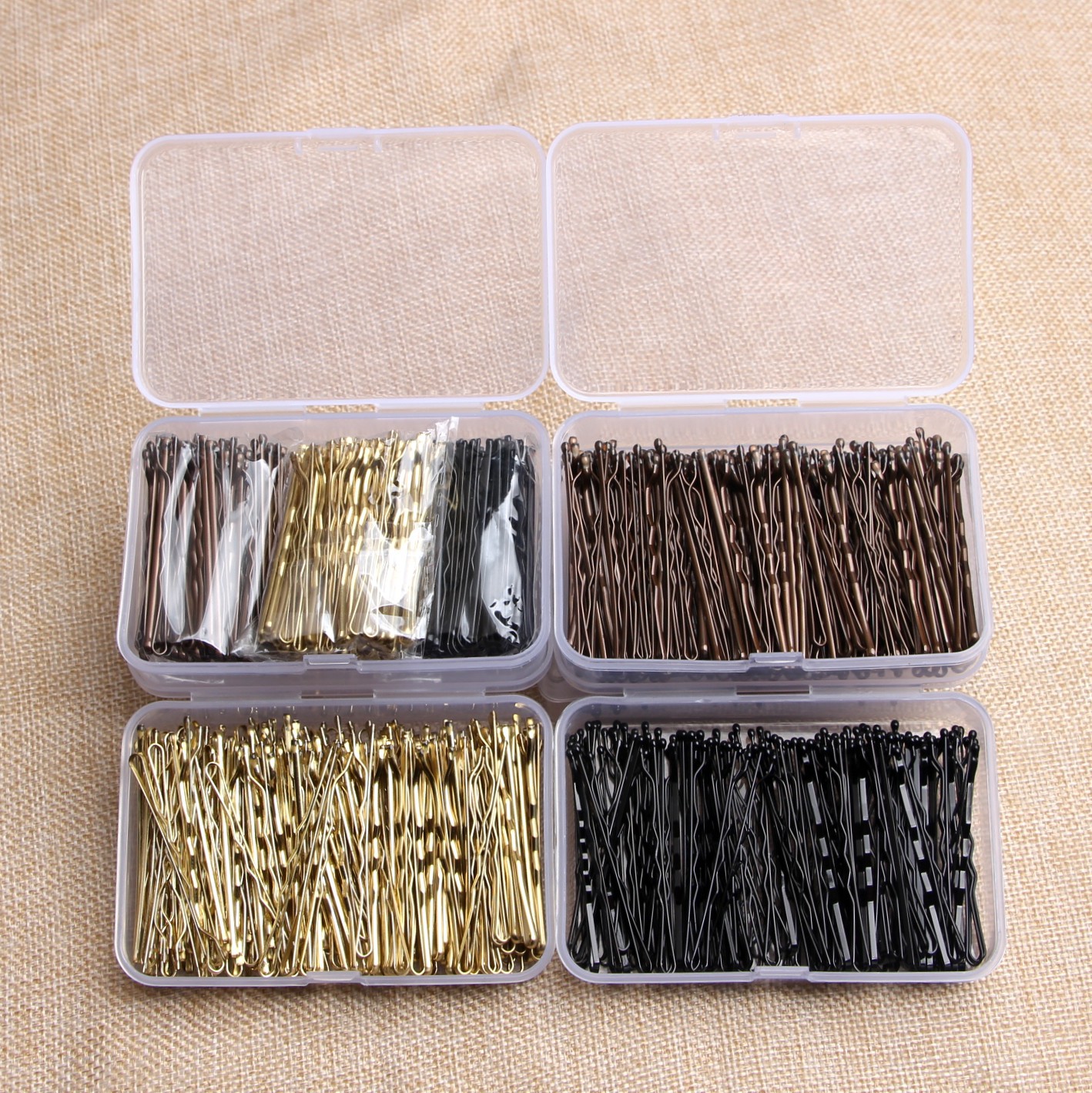 150 pçs feminino sólido casual bobby pin caixa conjunto para vida diária pinos feminino grampos de cabelo para ferramentas de maquiagem acessórios de estilo de cabelo