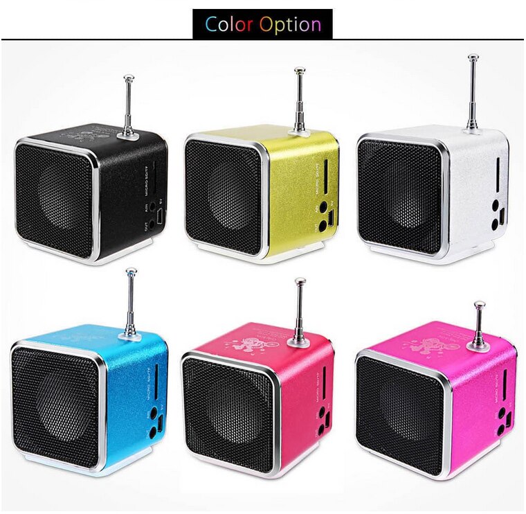 Mini TD-V26 Aluminium Radio Fm Ontvanger Sd Tf Usb Play Stereo Altavoz Speaker Draagbare Fm Radio Draadloze Subwoofer Kleine Luidspreker