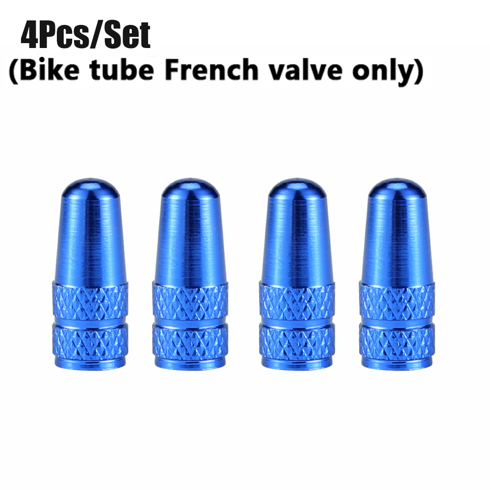 Bouchon de Valve de pneu de vélo couleur arc-en-ciel, bouchons en aluminium pour vannes, capuchon de Valve français, chapeau de pneu de vélo Presta, accessoires vtt, , 4 pièces/ensemble: Gris foncé