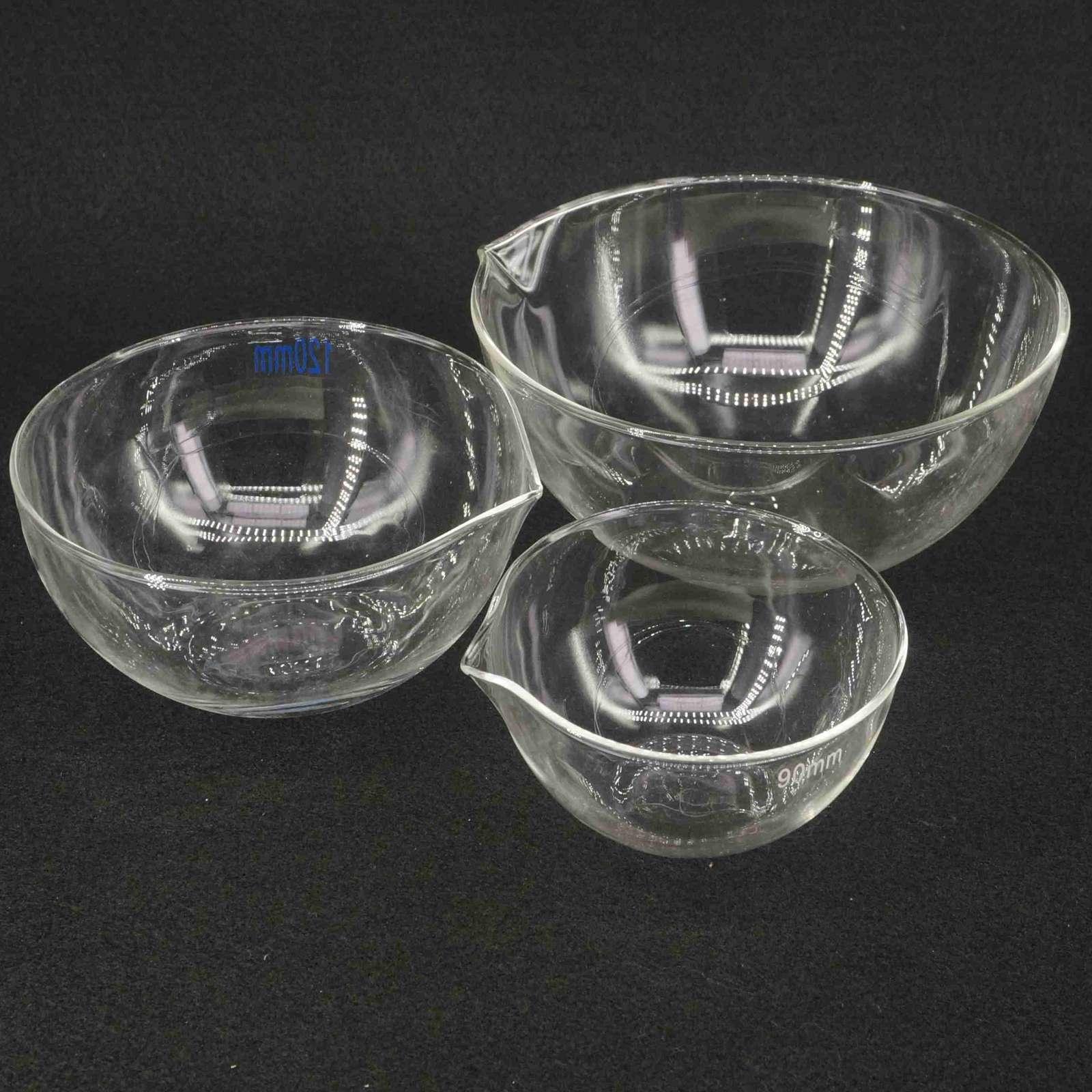60mm 90mm 120mm 150mm Durchmesser Labor Glas Verdampft Gericht Flachen Boden mit Auslauf Für Chemie