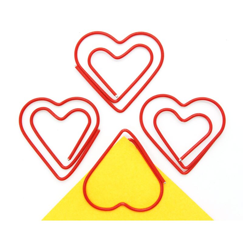 200pcs/lot Red heart-shaped Paper Clips Interesting Bookmark Clip Memo Clip Shaped Paper Clips for Office School Home