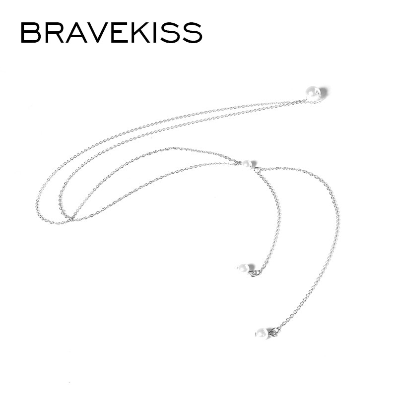 Bravekiss Kwastje Parel Liefde Hanger Ketting Terug Ketting Bruiloft Ketting Mode-sieraden Accessoires Voor Vrouwen BPN1333