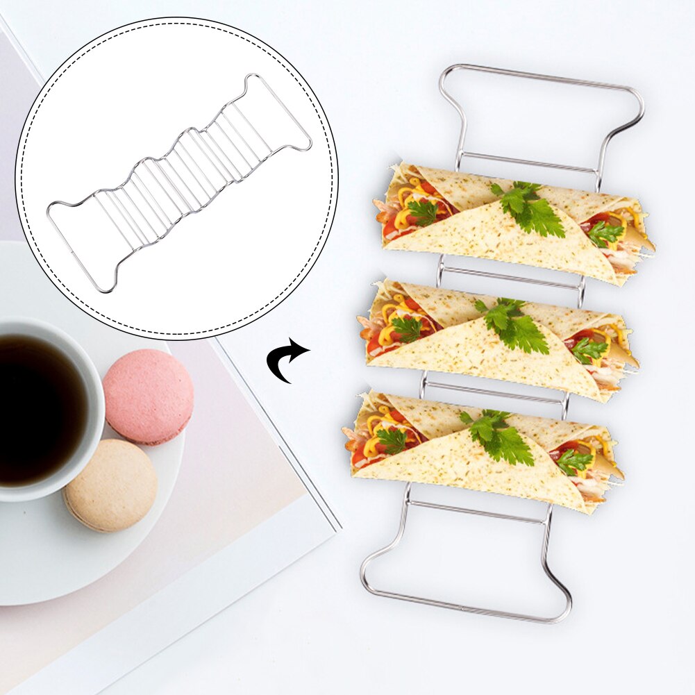Soporte portátil de acero inoxidable para hornear, rejilla de acero inoxidable para tacos y tortillas, seguro y multifuncional, 2 uds.