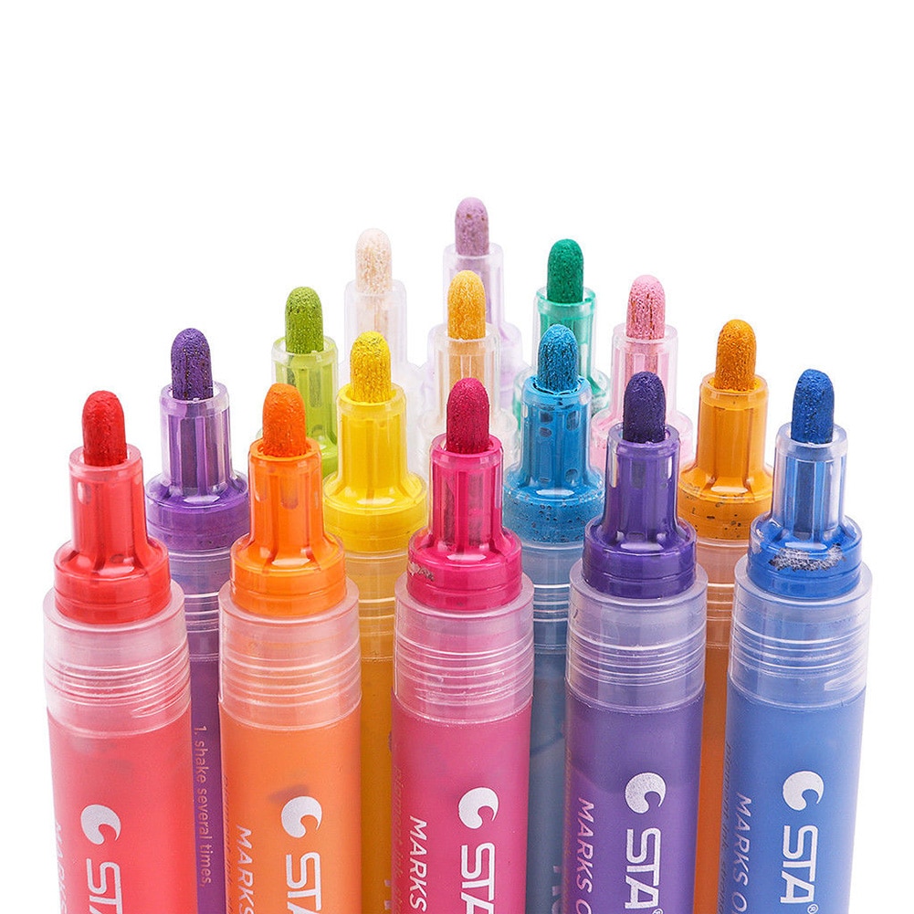 12Pcs Waterproof Acrylic Markers Highlighter Painting Marker Drawing Writing Pen