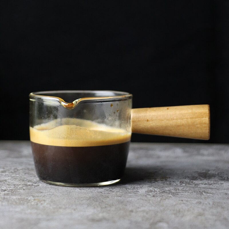 Verdikte Glas Met Houten Handvat Espresso Cup Mini Melk Cup Espresso Cup