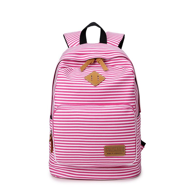 Grote Capaciteit Koreaanse Mooie Meisje Rugzak Vrouwelijke Student Schooltas Japanse Canvas Preppy Stijl Strip Reistas Vrouwen: Roze