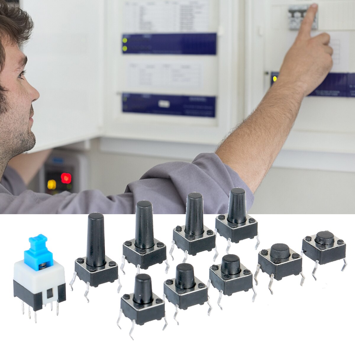 180PCS Tact Switch Push Button Switch Micro Momentary Tact Assortment Kit 4PIN DIP Micro Switch For TV/Toys/home use Button