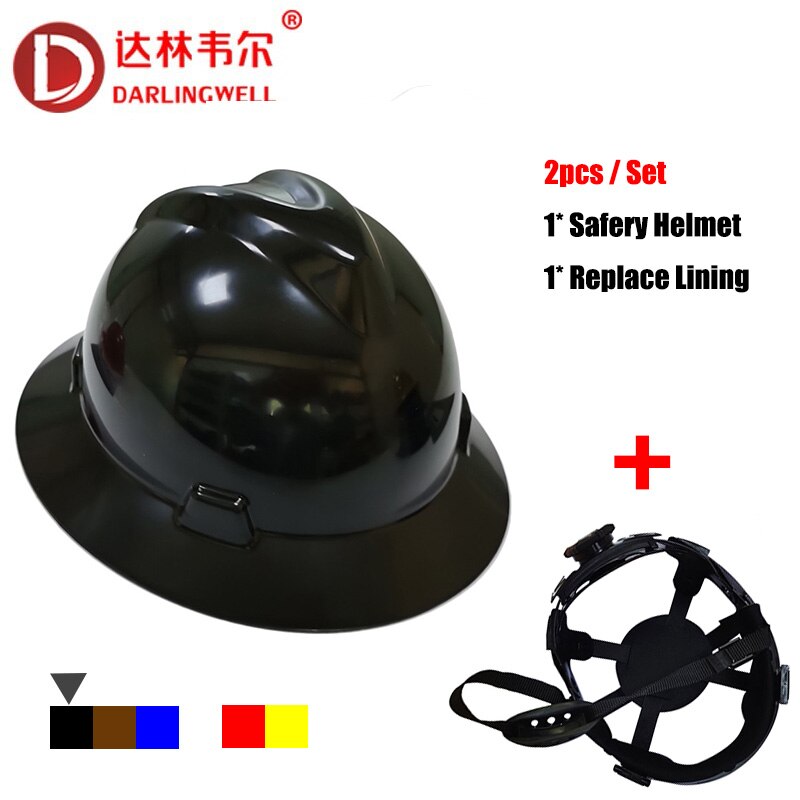 Full Brim Hard Hat with Lining V Gard Safety Helmet Accessories for Construction Engineers Railway Metallurgy Wide Brim Work Cap: black