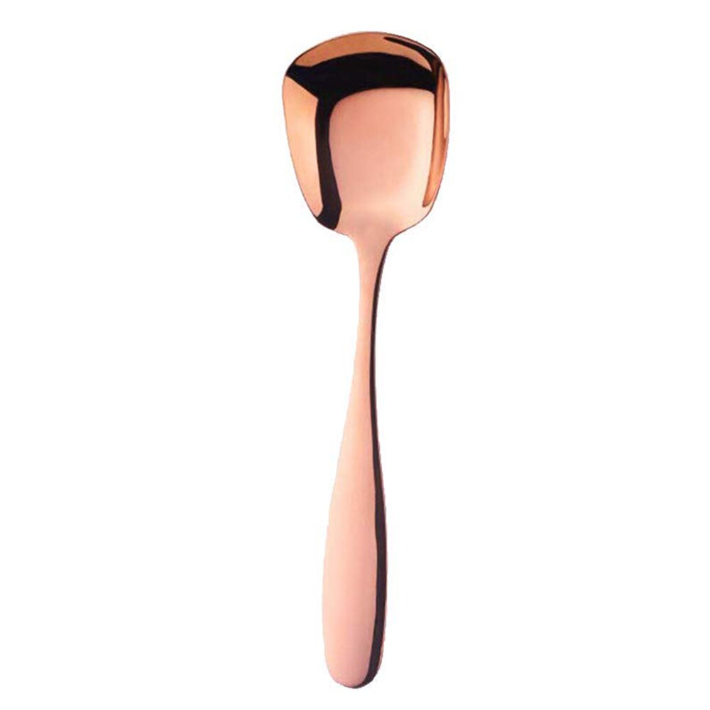 Cucharas cuadradas de acero inoxidable para sopa, cucharas planas con mango largo para cena, cucharas grandes, cucharas de postre, suministros de cocina ecológicos: Grey