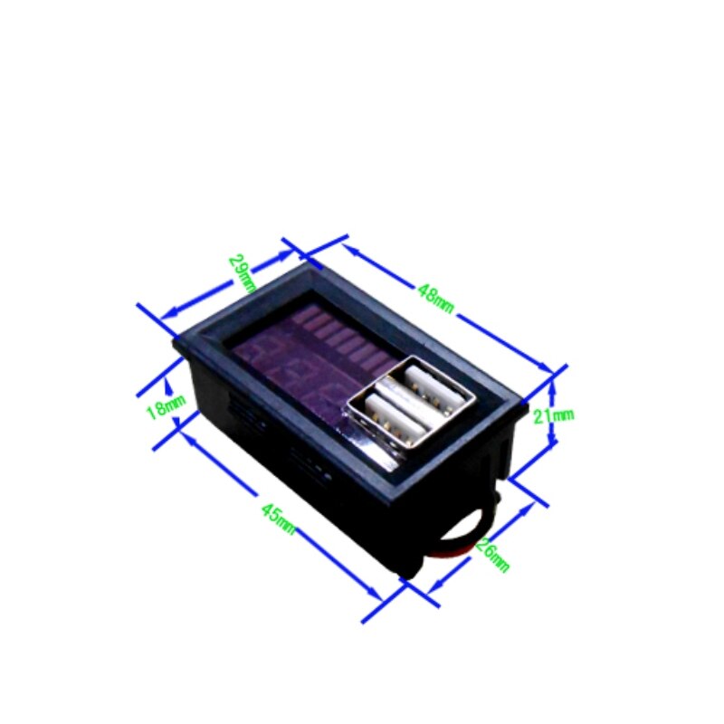 Led digital display voltmeter spänningsmätare volt tester dubbel usb 5v 2a för  dc 12v bilar motorcyklar fordon batterikapacitet