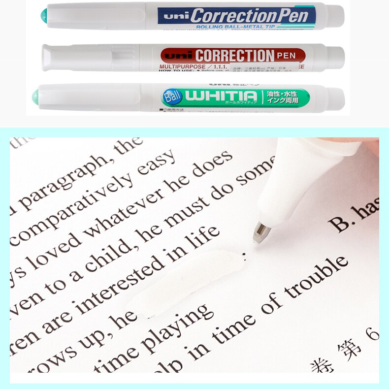 UNI Korrektur Stift 8 ml 1,0mm Flüssigkeit Rolling Ball Metall/Kunststoff Spitze Kapazität Große ungiftig Marker für Büro &amp; Schule Liefert