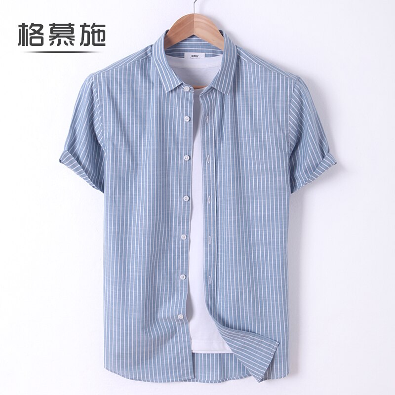 Camisa de manga corta para hombre, Camisa de algodón puro a rayas, holgada, talla grande 6XL, para vacaciones, primavera y verano, novedad, S-5XL: 6XL