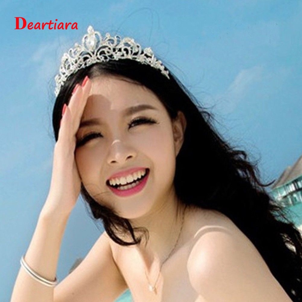 Women Wedding Bridal Tiaras Princess Austrian Crystal Prom Hair Crown Rhinestone Headband Hair Accessories Headpiece