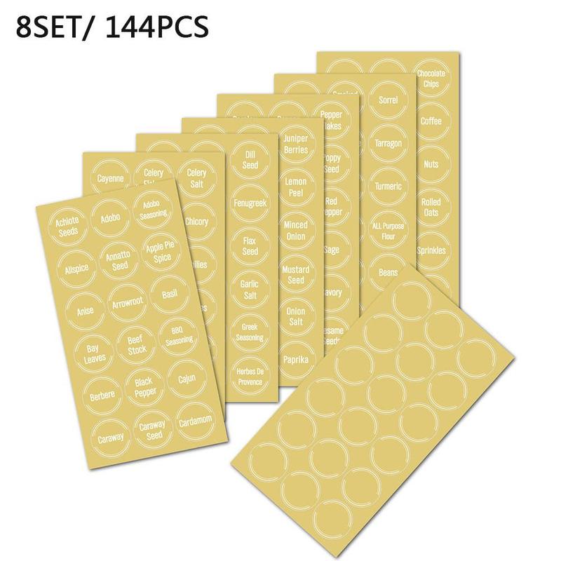 144/274/132pcs Farmhouse Pantry Labels Kitchen Jars Bottle Container Label Transparent Waterproof Pantry Stickers Food Jar Label: 144pcs
