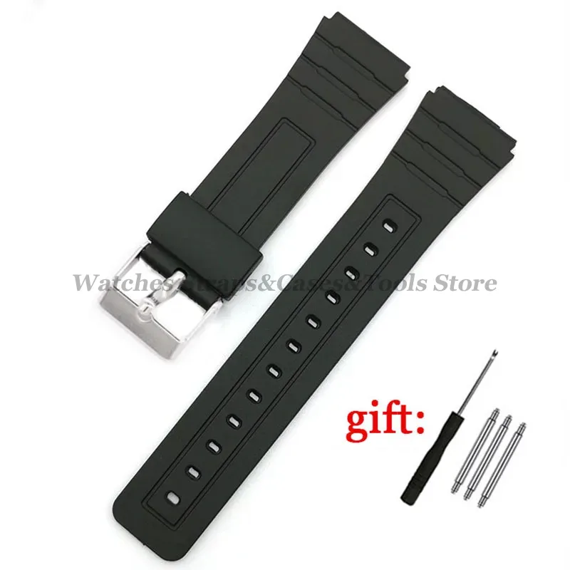Correa de goma para reloj Casio W800H Band 12 14 16 18 20mm 22mm accesorios de correa de silicona para buceo deportivo F91W F84 F105/108/A158: GREEN BLUE / 18 mm