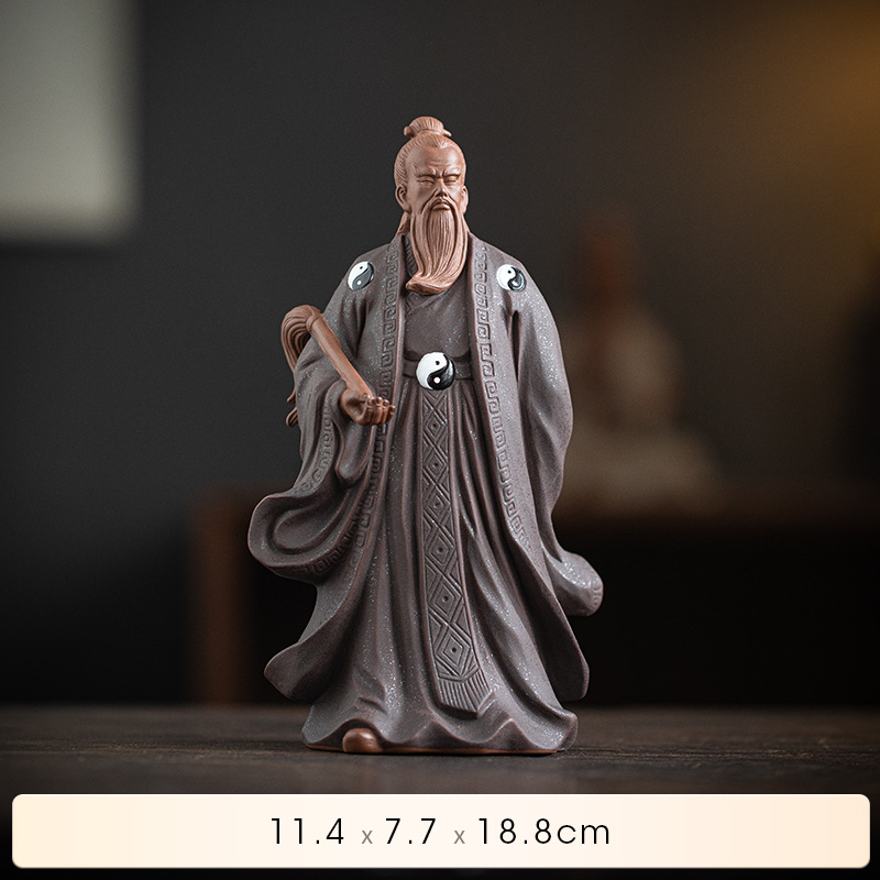 Artesanías de arcilla púrpura de estilo Zen chino, Tai Chi, Zhang Sanfeng, figuras legendarias, adornos, muebles para el hogar, decoraciones para la vida: Gris claro