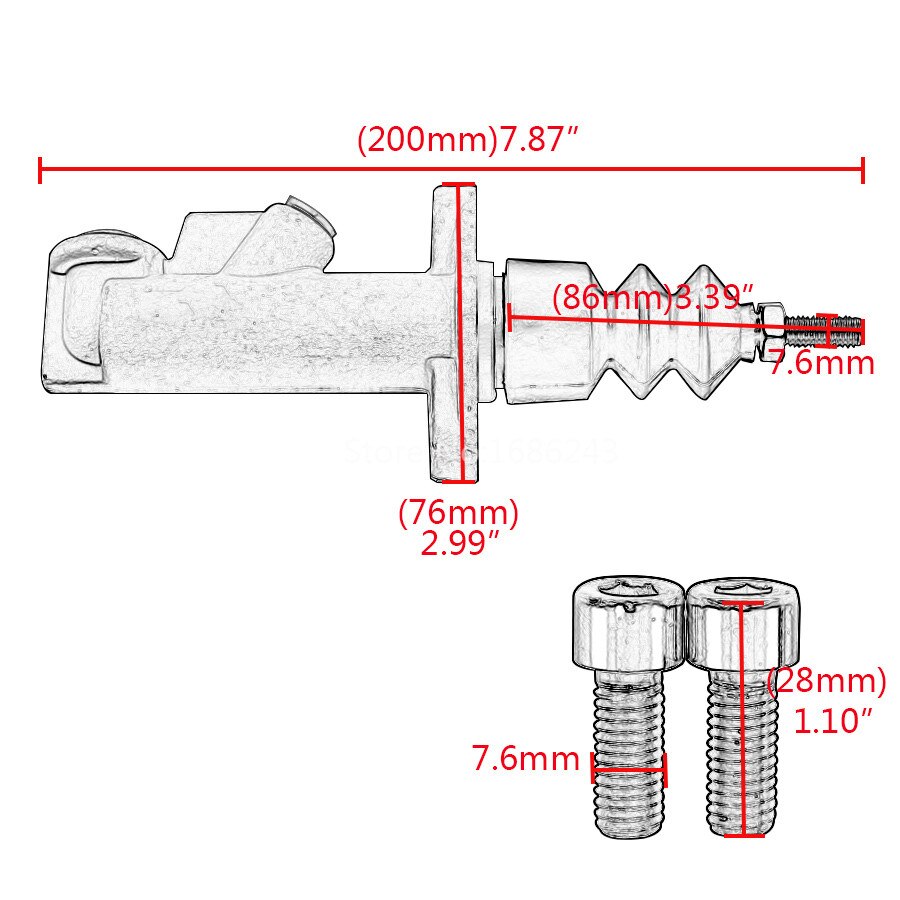 TrichTu montaje cilindro maestro de embrague de freno de coche 0,7 orificio remoto apto para hidráulico Hydro freno de mano cilindros maestros de aleación de aluminio