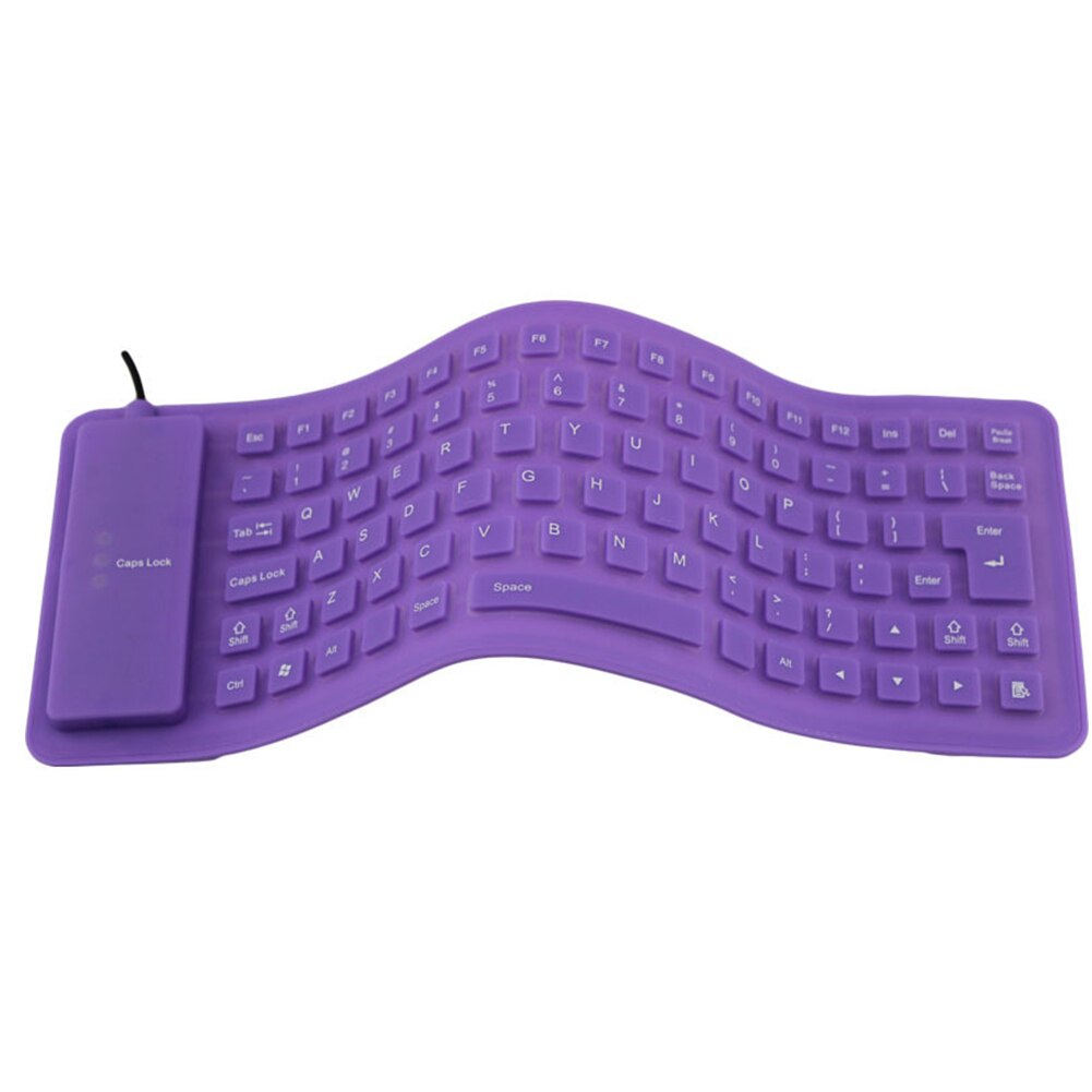 85 Key USB Mini Flexible Silicone Folding PC Wired Keyboard for Notebook US Foldable Portable Wired English Keyboard: Purple 