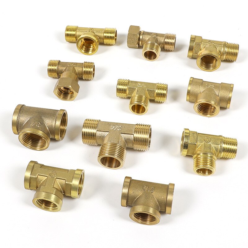 Encanamento pneumático encaixe de tubulação bronze macho/fêmea rosca 1/8 "1/4" 3/8 "1/2" bsp tipo t acessórios cobre água óleo gás adaptador