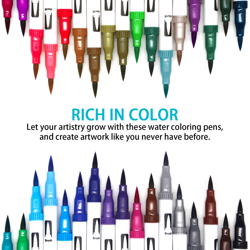 12-120 farger tusj tegning akvarell kunst tusjer dobbel pensel fineliner fargeleggingspenn sett til kalligrafi maleri