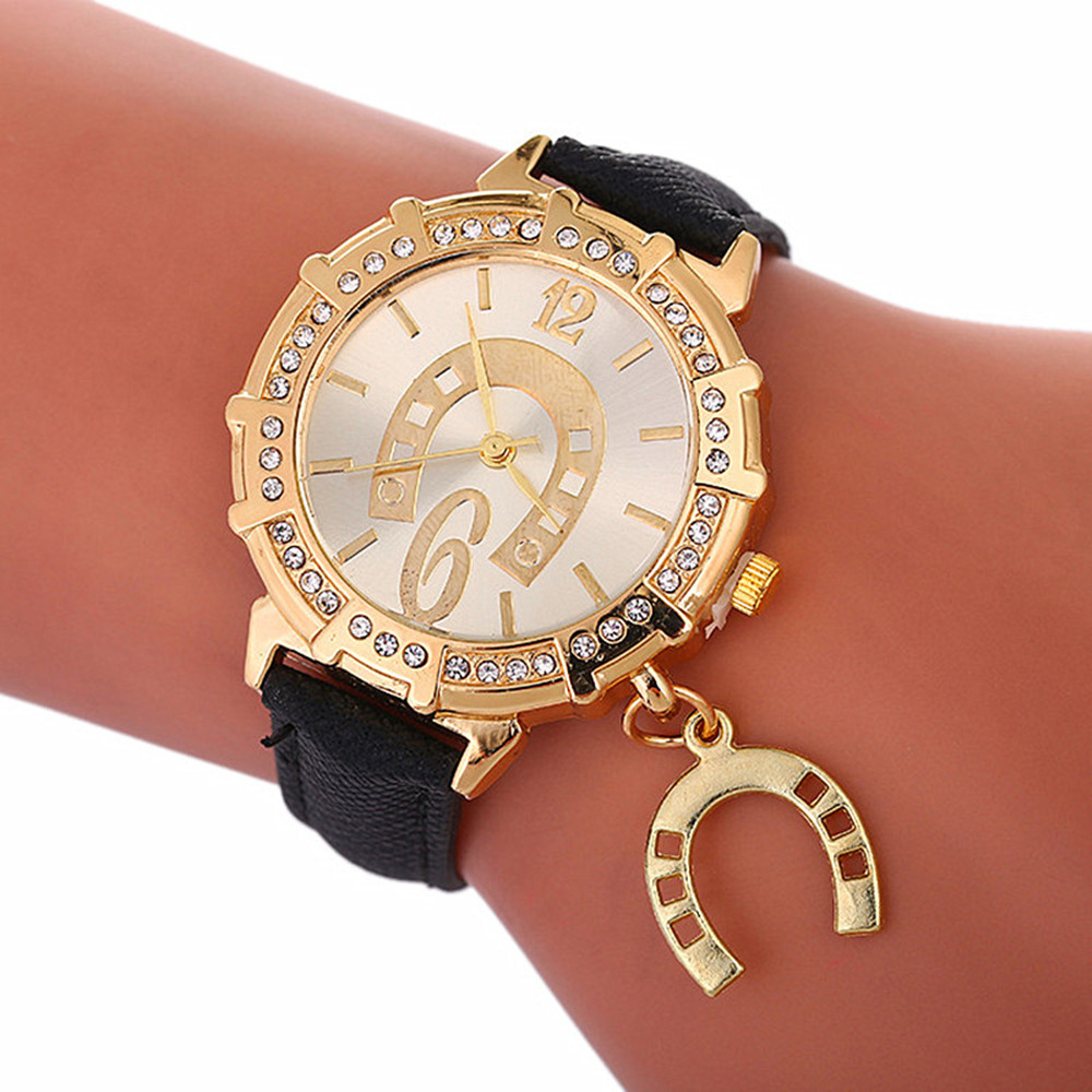 Hoefijzer accessoires vrouwen horloge flash band horloge luxe quartz horloge armband horloge voor vrouwen