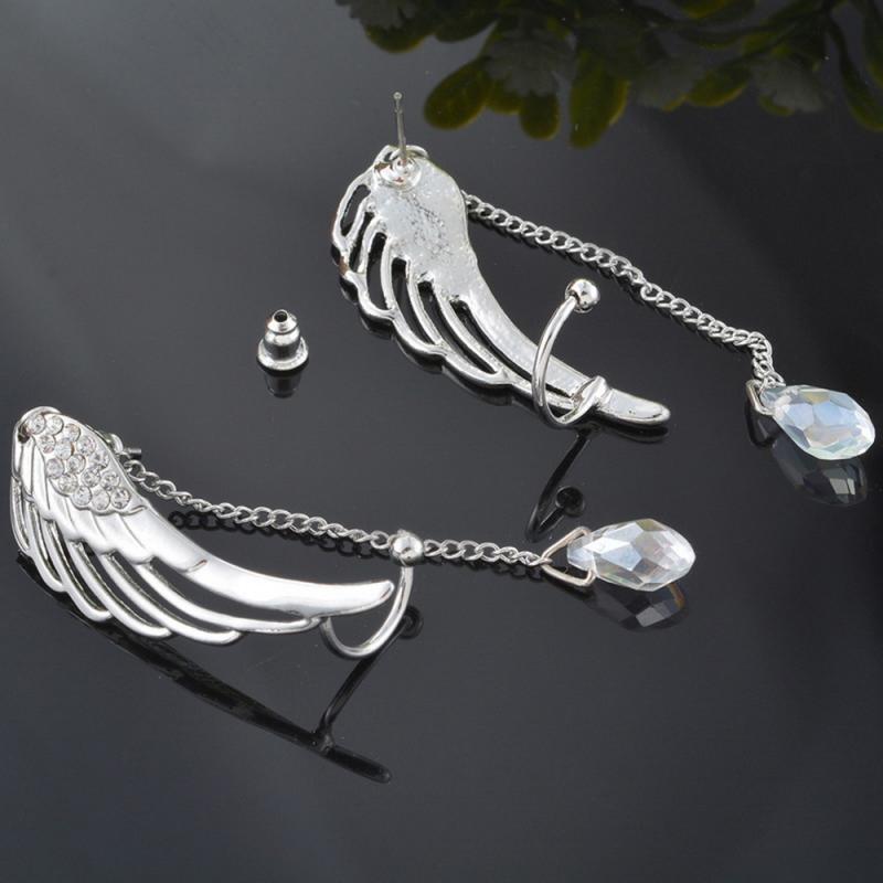 Angel Wings Crystal Oor Hanger Strass Vleugels Oorbellen FH92